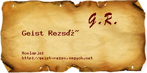 Geist Rezső névjegykártya